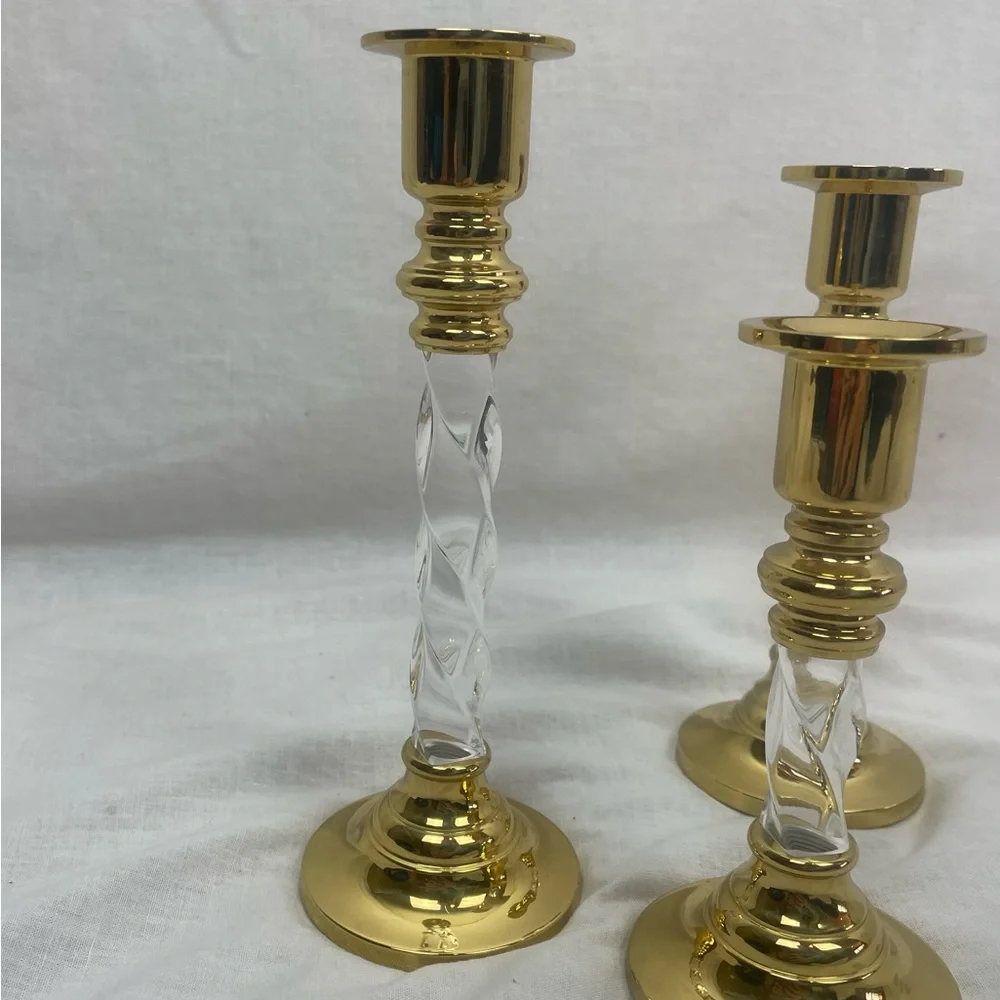 Set of 3 Vintage PartyLite Brass Candlestick Holders - Picture 3 of 9